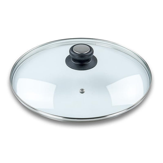 deBUYER couvercle en verre avec poignée en bakélite, 28 cm, 1 pc image avec verre résistant à la chaleur et poignée ergonomique 