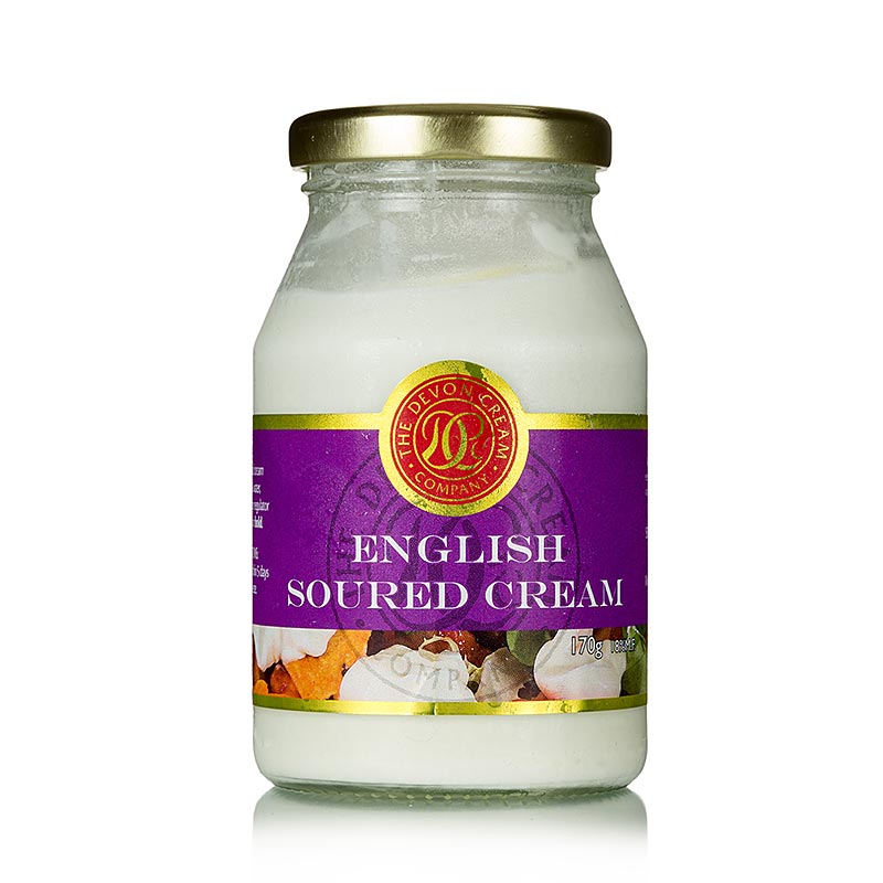Crème aigre anglaise, 170 g - Un pot de 170 g de crème aigre anglaise, parfaite pour les desserts et les recettes de pâtisserie.