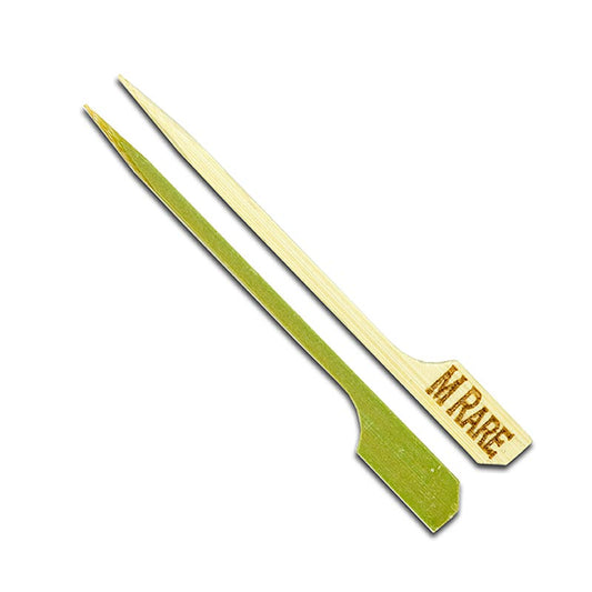 Brochettes en bambou avec pointes en forme de feuilles, étiquetées M Rare, 9cm de long, 100 pièces