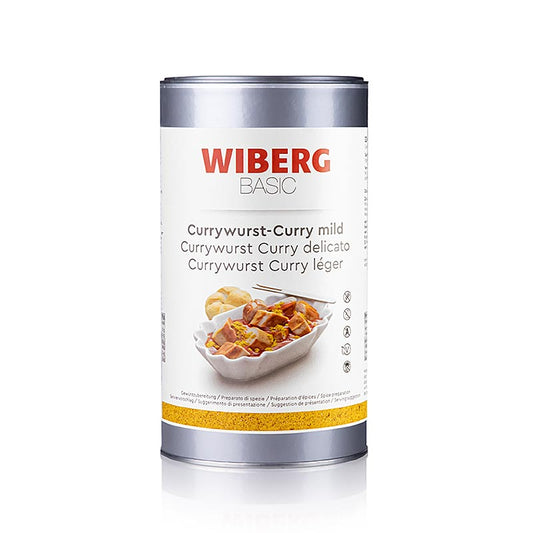 Wiberg BASIC Saucisse au curry curry mild, mélange d'assaisonnement, 580 g, un mélange d'assaisonnement pour saucisse au curry délicieux et savoureux dans un emballage de 580 grammes.