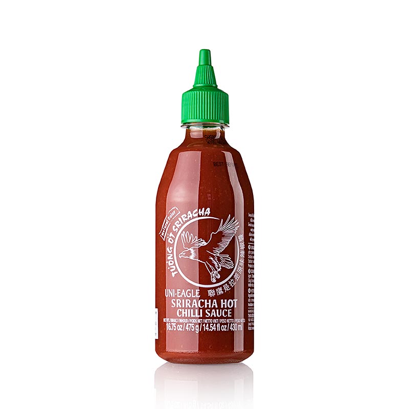 Sauce chili Uni-Eagle Sriracha à l'ail en bouteille compressible de 430 ml, épicée et savoureuse