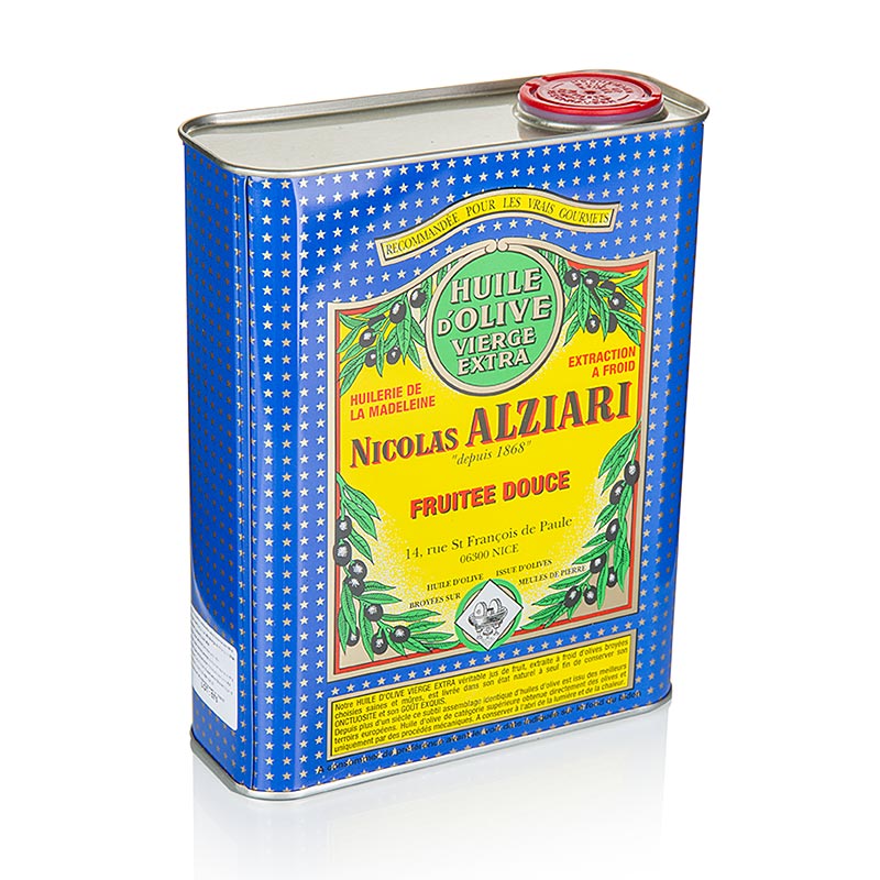 Huile d'olive vierge extra, Fruité Douce, douce, Alziari, 2 litres - Huile d'olive de haute qualité de France