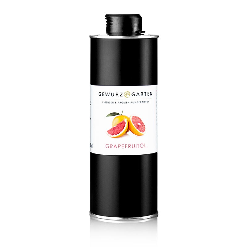 Une bouteille de 500 ml d'huile de pamplemousse Gewürzgarten dans de l'huile de colza, une huile de colza infusée aux agrumes.