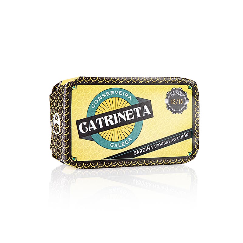 Sardines entières conservées dans de l'huile d'olive et du citron, sardina ao limón, 115 g, conserves de fruits de mer traditionnelles espagnoles