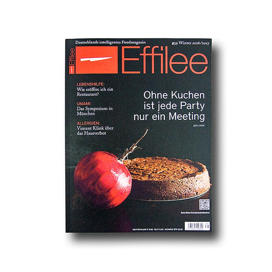 Couverture du numéro 39 du magazine Effilee, avec une belle illustration et le titre "Magazine pour l'alimentation et la vie, numéro 39, 1 pièce" qui représente le contenu intérieur lié à l'alimentation et à la vie.