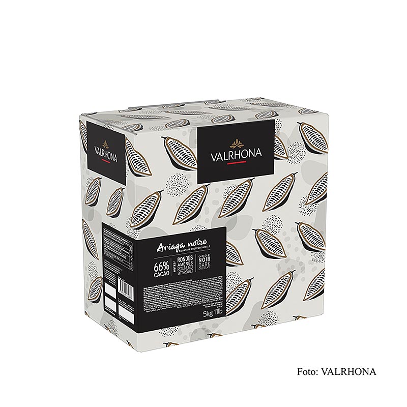 Valrhona Ariaga Noire, couverture noire, Callets, 66% de cacao, 5 kg - chocolat noir de haute qualité pour usage professionnel