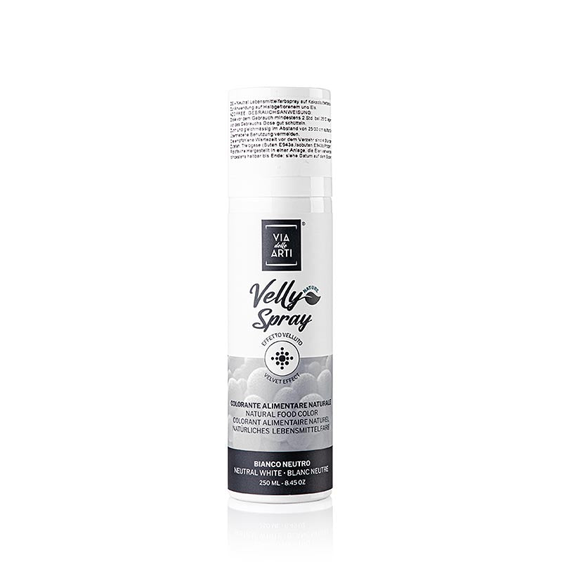 250 ml de spray au beurre de cacao Velly en blanc, pour un effet velouté et lisse