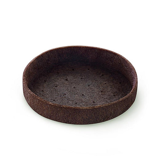 Tartelettes de dessert - Filigrano, produit rond en pâte sableuse au chocolat, 83 cm de diamètre et 2 cm de hauteur, présenté dans une boîte de 55 pièces.
