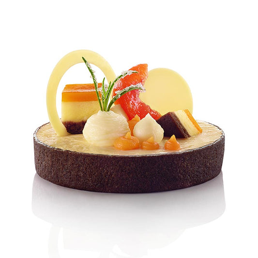 Tartelettes pour desserts - Filigrano, rondes, ø 83cm, H 2cm, pâte sablée au chocolat, 55 pièces - Délicieuses tartelettes en pâte sablée au chocolat, parfaites pour servir les desserts, 55 pièces
