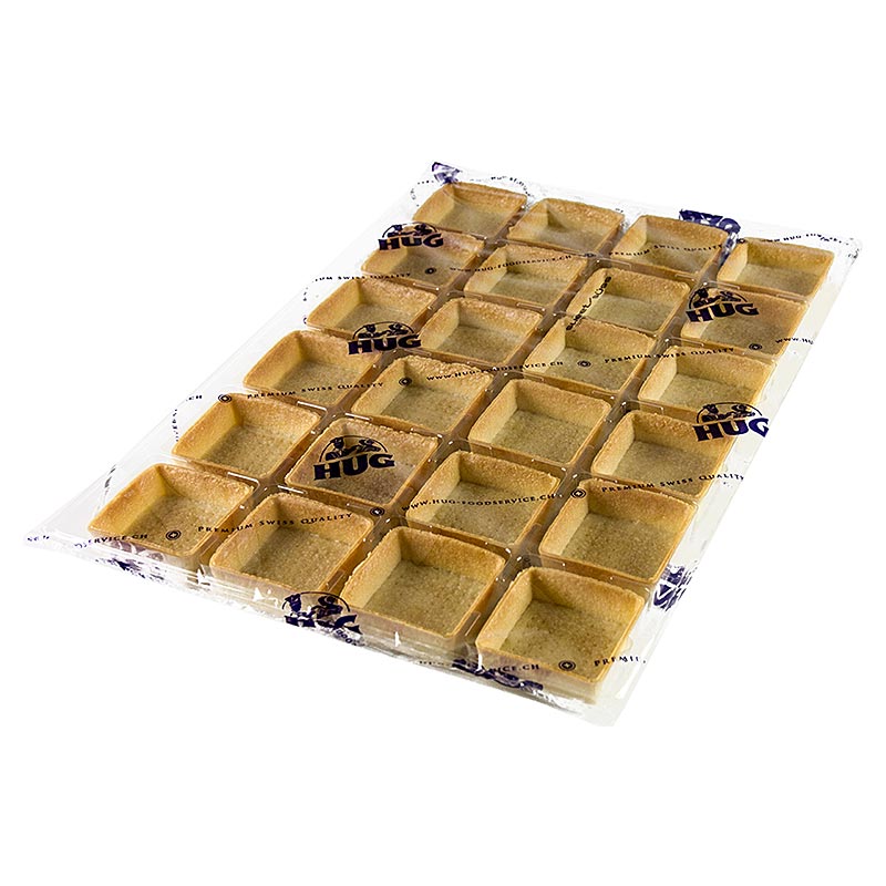 Groupe de 144 tartelettes à dessert, mesurant chacune 53 cm sur 53 cm et 18 cm de hauteur, de forme carrée et au délicat motif filigrané, faites de pâte à sable et emballées dans une boîte de 2016 kg Idéales pour servir lors d'événements et de rassemblements