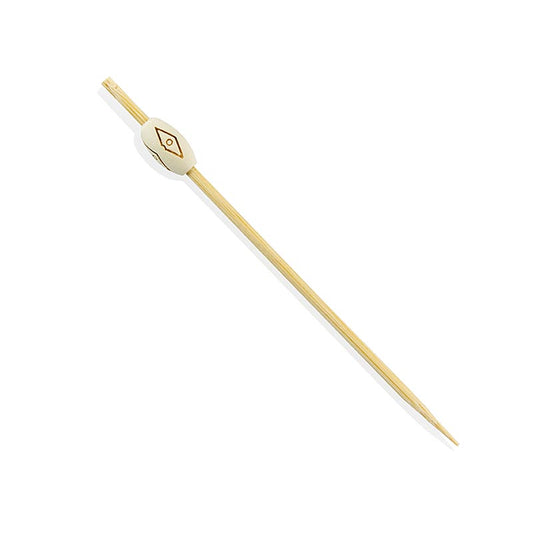 Brochettes en bambou, Mali 12cm avec pierres décoratives de couleur claire, 40 pièces pour les repas en plein air