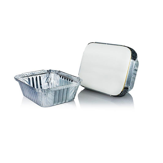 Paquet de 10 récipients jetables en aluminium avec couvercles, chacun mesurant 114x14x42cm et ayant une capacité de 500ml