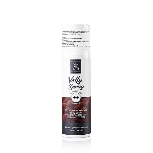 Spray à base de beurre de cacao, effet velours/velours, brun, Velly, 250 ml - pour un brillant velouté brun sur différentes surfaces