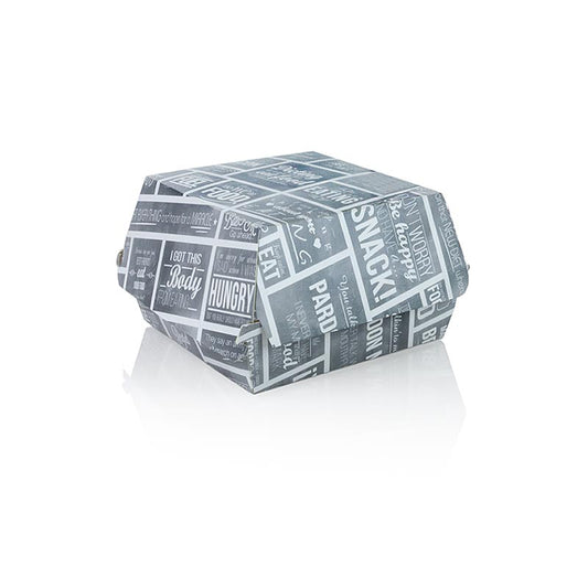  
Boîte à hamburgers S, 90x90x70mm, carton, concept de craie, 300 pièces Emballage jetable pour hamburgers avec concept de craie, 90x90x70mm, 300 pièces