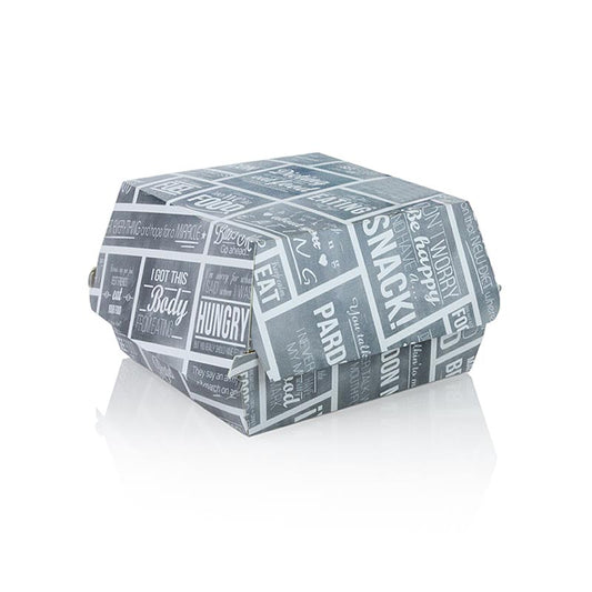 Grande boîte à hamburgers jetable en carton avec concept de craie, 120x120x100mm, 400 pièces