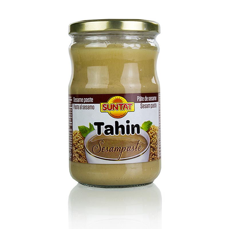Alt text : Pâte de sésame tahini Suntat bio, pot de 600g, idéal pour la cuisine et la pâtisserie