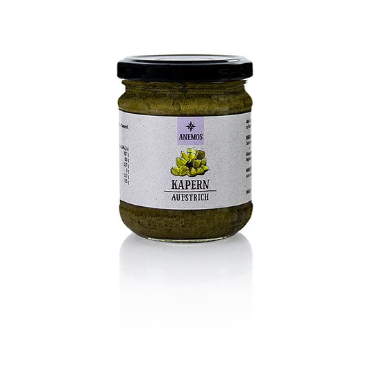 Tapenade de câpres ANEMOS, 200 g - une délicieuse tartinade salée à base de câpres, d'olives et d'herbes, parfaite pour ajouter une saveur méditerranéenne à vos plats.