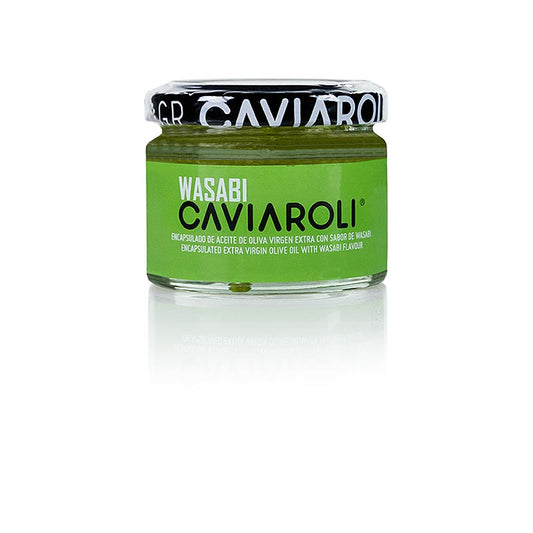 Caviaroli® caviar d'huile d'olive, petites perles d'huile d'olive au wasabi, 50 g, parfait pour ajouter une touche de saveur à n'importe quel plat