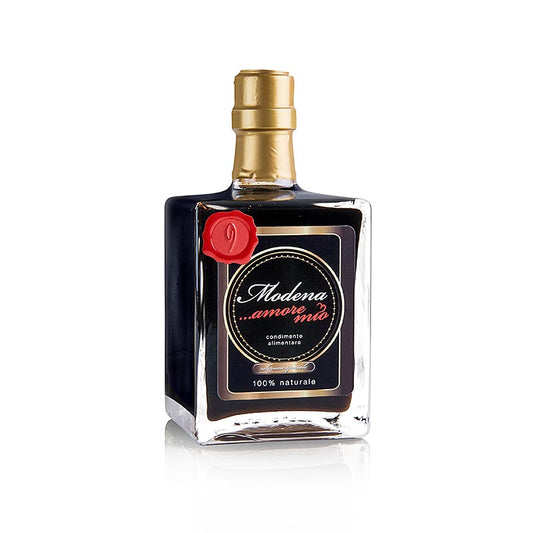 Balsamico Condimento Amore Mio de Modène avec un minimum de 5% d'acidité, bouteille de 500 ml, idéal pour rehausser la saveur de vos plats.