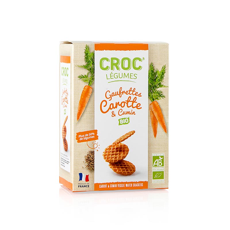 Organic Barsnack Croc Légumes - Mini galettes françaises à la carotte et au cumin, 40 g