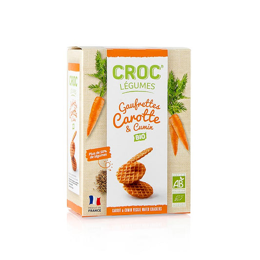 Organic Barsnack Croc Légumes - Mini galettes françaises à la carotte et au cumin, 40 g