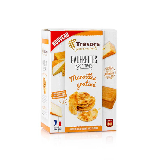 Barsnack Trésors - Gaufrettes, franç Mini gaufrettes au Maroilles, 60 g - Un snack salé de mini gaufrettes françaises au Maroilles, 60 grammes