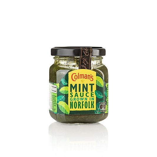 Sauce à la menthe anglaise (Mint Sauce), Colmans, Angleterre, 165 g - Sauce à la menthe anglaise traditionnelle de la marque Colmans d'Angleterre, en paquet de 165 g
