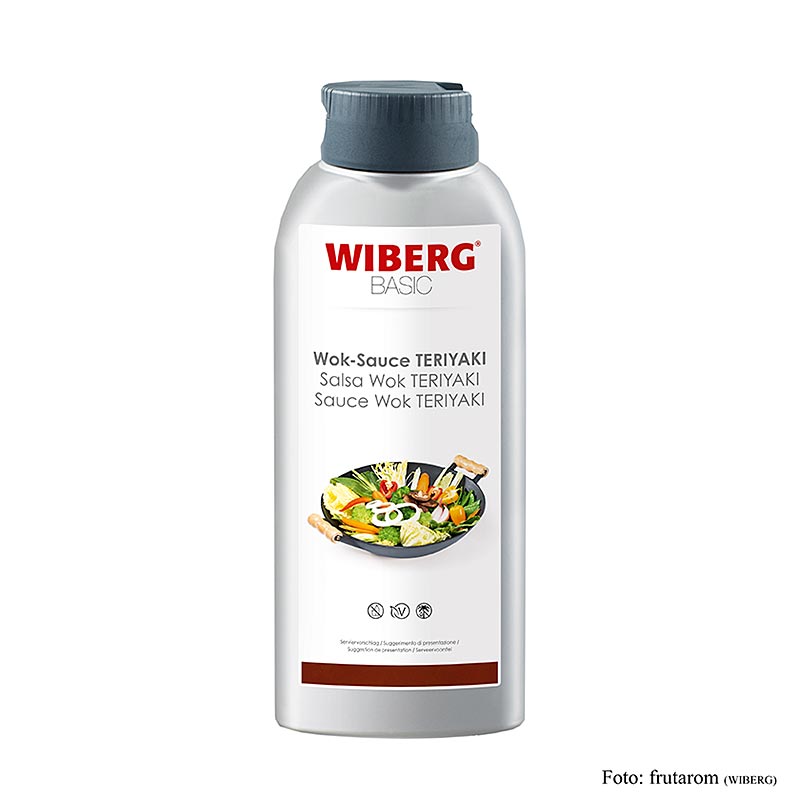WIBERG BASIC Wok Sauce Teriyaki en bouteille de 652 ml, idéale pour ajouter des saveurs salées et sucrées aux plats sautés et aux grillades.