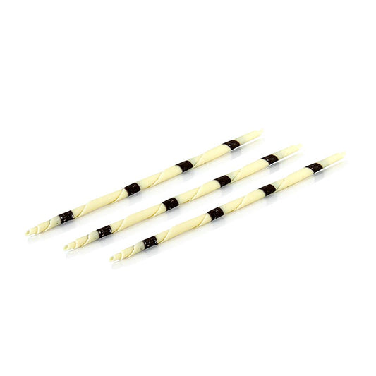 Cigares en chocolat - Crayon XL, rayé blanc/noir, 20cm, Mona Lisa, 900 g, 115 pièces - Une boîte de luxe contenant 900 grammes de délicieux cigares en chocolat dans un design de crayon XL rayé blanc/noir, avec l'image de Mona Lisa Contient 115 pièces de 20cm de long