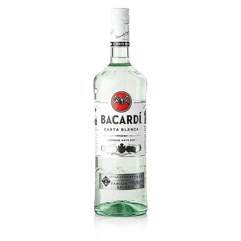 Bacardi Carta Blanca Superior White Rum, 375 vol%, 1 litre, un rhum blanc classique au goût doux et équilibré.