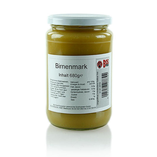 Purée/Marrow - poire, finement tamisée, 680 g - Purée de poire fraîche et savoureuse, soigneusement tamisée et emballée