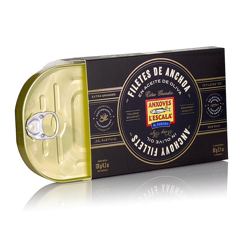 Filets d'anchois de première qualité, conservés dans l'huile d'olive, king size de L'Escala, 120 g