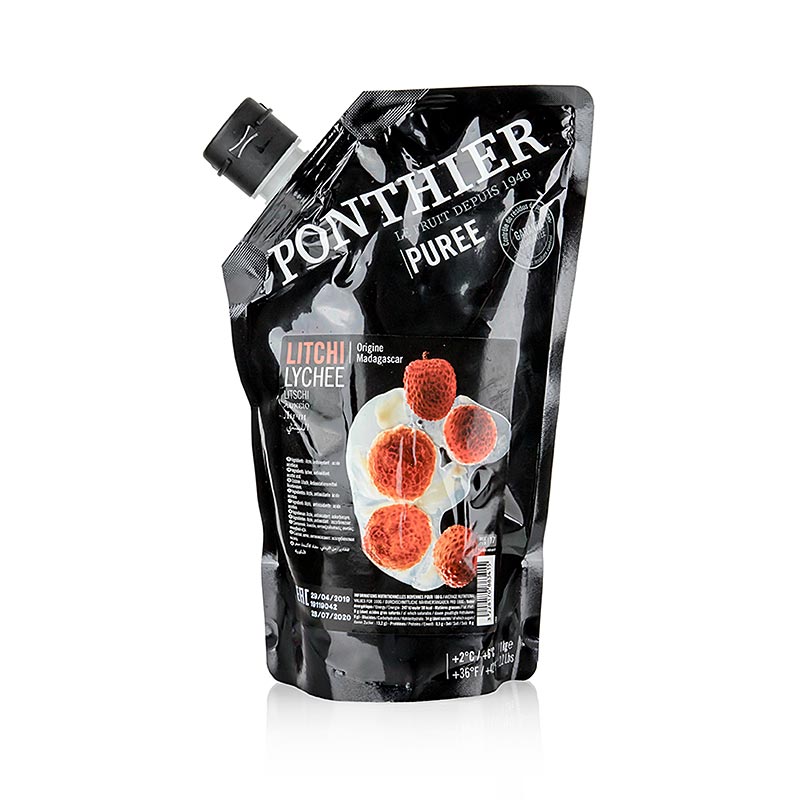 Purée - Litchi de Madagascar, 100% fruit, non sucré, 1 kg, idéal pour de délicieux desserts et smoothies