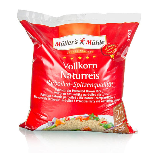5 kg de riz complet brun Müllers Mühle emballé, parfait pour des repas sains