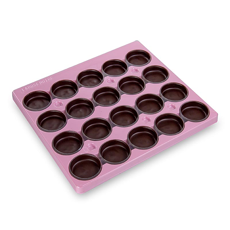 Moule à chocolat rond noir de taille moyenne, mesurant ø 57x16mm, vendu par paquet de 100 pièces