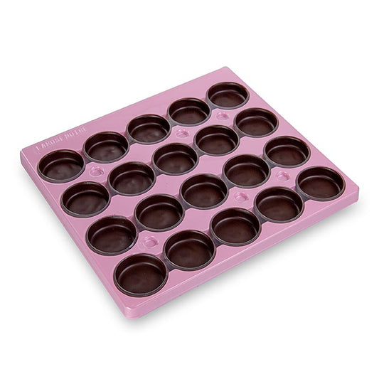 Moule à chocolat rond noir de taille moyenne, mesurant ø 57x16mm, vendu par paquet de 100 pièces