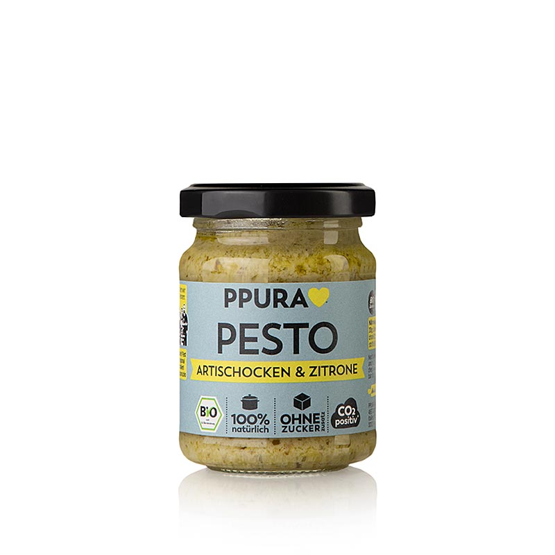 120g de pesto d'artichauts, de persil et de citron bio Ppura, parfait pour un repas savoureux