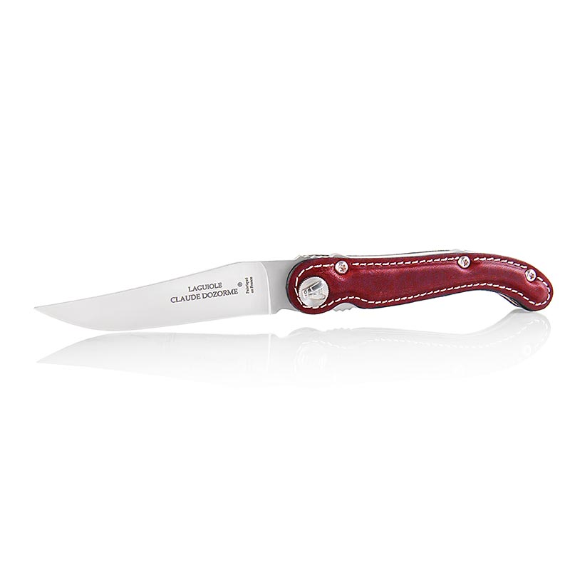 Couteau de poche de marque Laguiole avec manche en cuir rouge (11017104), 1 pièce