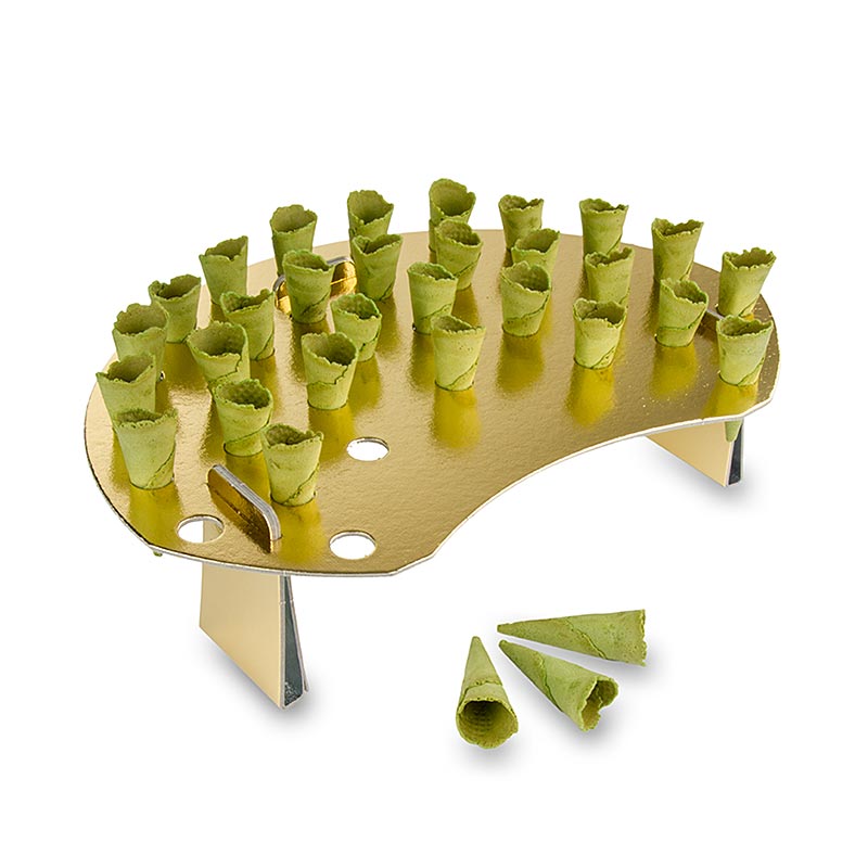 Paquet de 260 mini-croissants de base vert neutre avec support de gaufre, dimensions ø 25x7cm, poids total 104 kg - idéal pour la restauration et les événements
