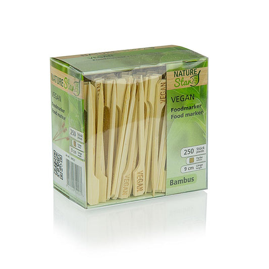 Brochettes biodégradables en bambou de 9 cm avec étiquetage végétalien