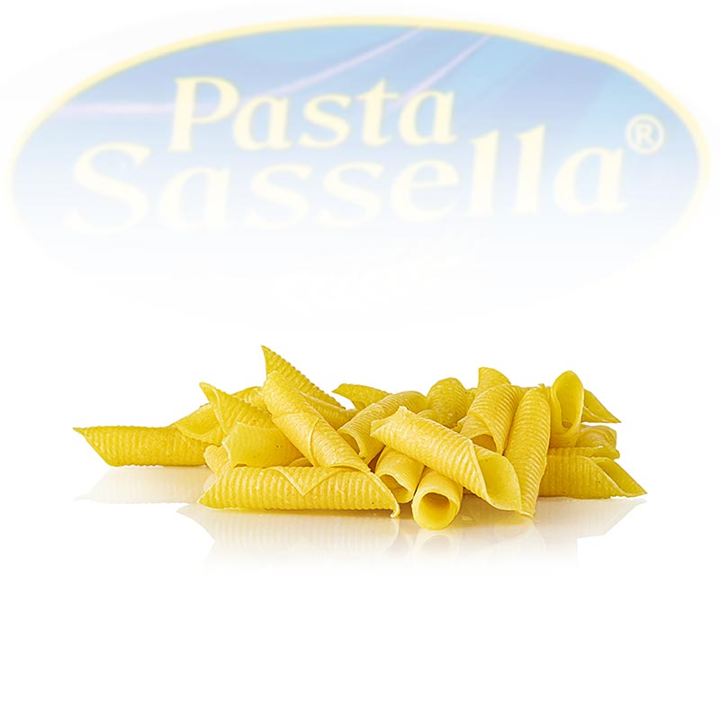 Pâtes fraîches roulées garganelli, emballées dans un paquet de 500 g de Sassella