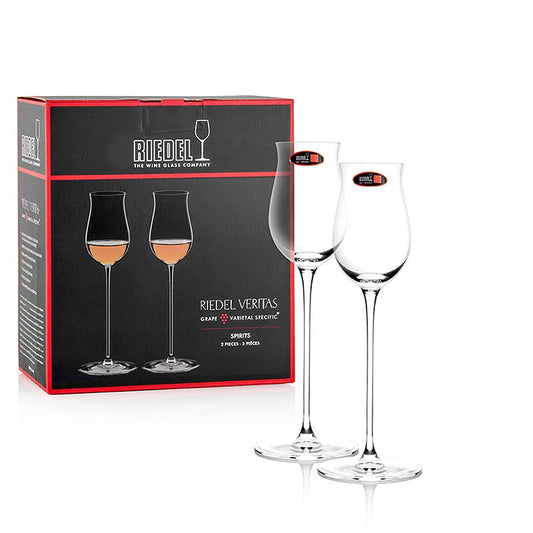 Deux verres à spiritueux Riedel Veritas emballés dans un élégant coffret cadeau