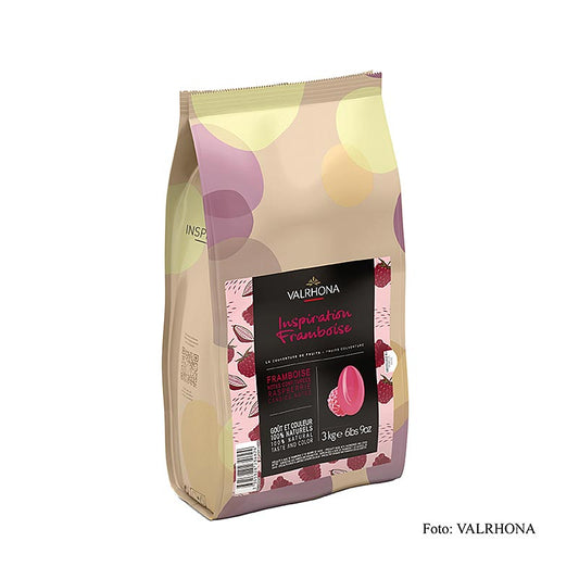 Valrhona Inspiration Framboise - Spécialité de framboise au beurre de cacao, 3 kg, parfait pour la préparation de délicieux desserts et gâteaux au goût intense de framboise.