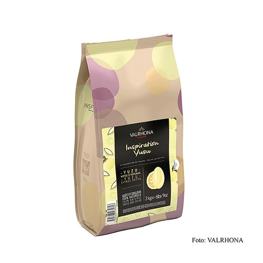 Valrhona Inspiration Yuzu - Spécialité de yuzu au beurre de cacao, 3 kg - Un délicieux chocolat fruité à la saveur unique de yuzu.