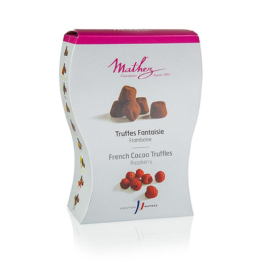 Délicieux chocolats Mathez à la truffe de framboise, 250g, parfaits pour offrir ou se faire plaisir.