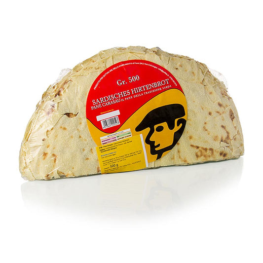 Pain plat traditionnel sarde appelé Pane Carasau dans un emballage de 500 g