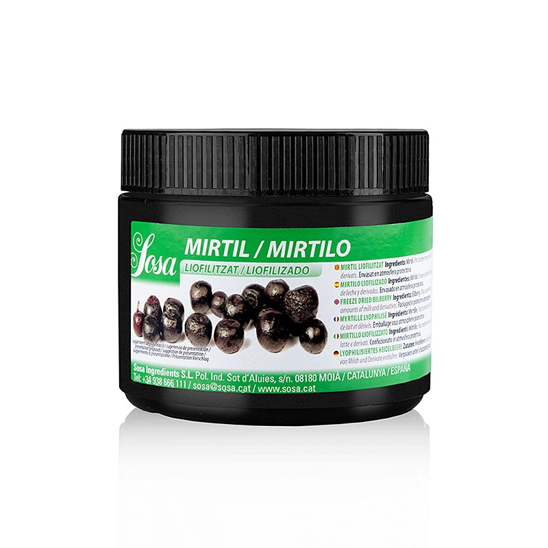 Sosa myrtilles lyophilisées (myrtilles), entières (37953), 50 g, myrtilles lyophilisées naturelles et délicieuses en paquet de 50 g