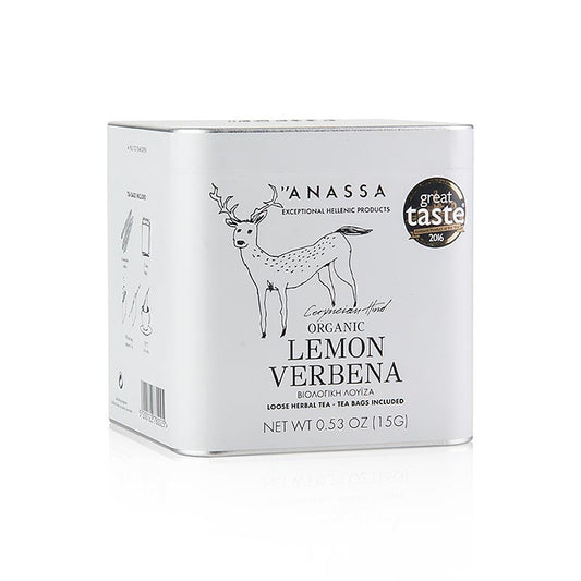 Thé biologique ANASSA à la verveine citronnée avec 15 sachets de thé, au goût rafraîchissant de verveine citronnée, 15 grammes