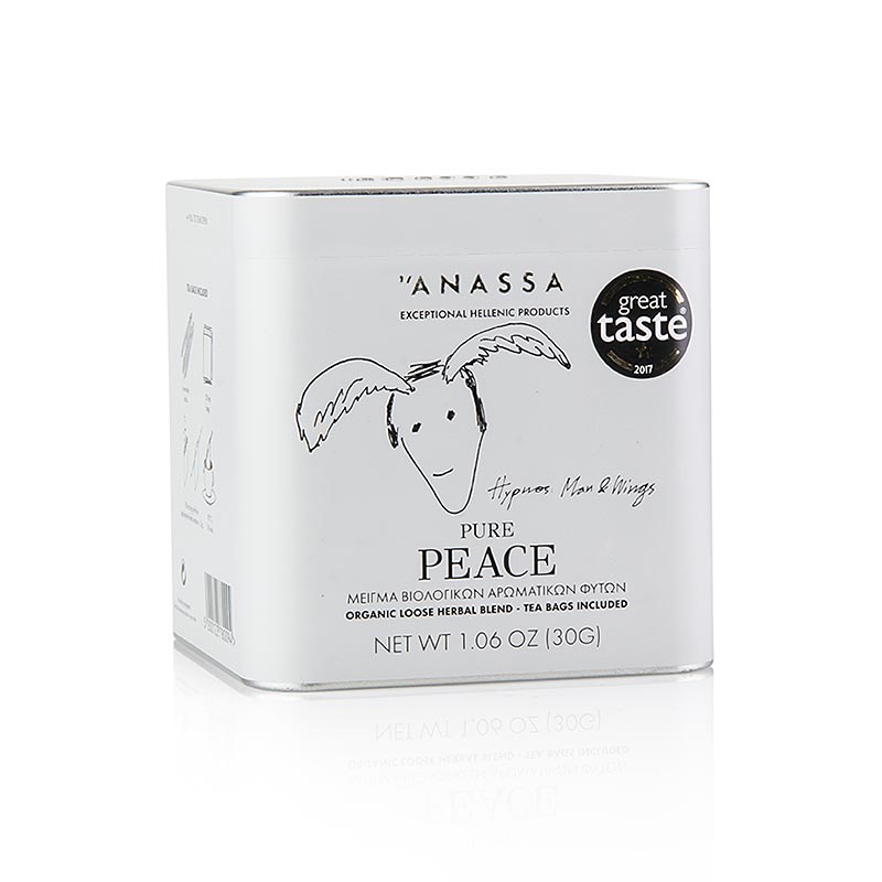 Organic ANASSA Pure Peace Tea (herbal tea) avec 20 sachets en vrac, 30g - mélange d'herbes apaisantes pour la relaxation et la tranquillité