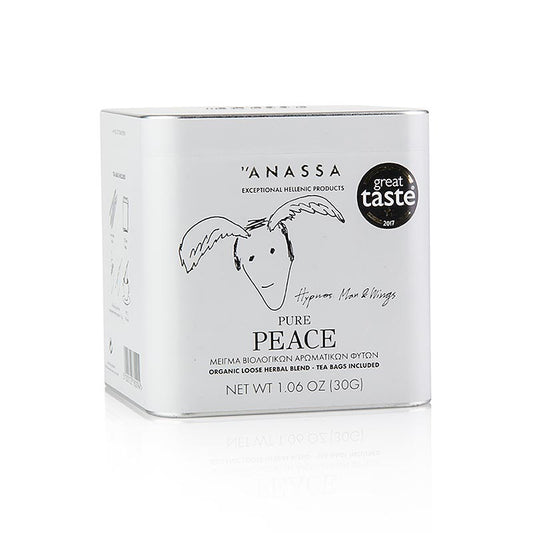 Organic ANASSA Pure Peace Tea (herbal tea) avec 20 sachets en vrac, 30g - mélange d'herbes apaisantes pour la relaxation et la tranquillité